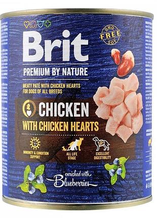 Корм вологий brit premium by nature k 800 консерви для собак з куркою та курячими серцями 800 г