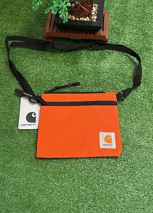 Сумка carhartt wip vernon strap bag black / сумка кархарт / сумка чоловіча / сумка жіноча / сумка оранжева
