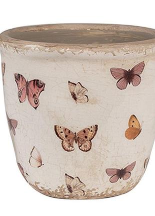 Керамическое кашпо для цветов в винтажном стиле butterflies, 11*10 см, 6ce1661xs nai