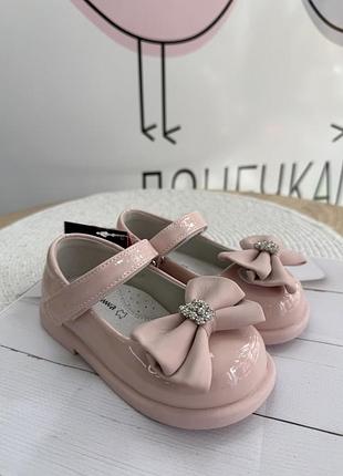 Туфли apawwa 20 21 22 23 24 25 для девочки розовые лаковые на липучке с кожаной стелькой (вз1902)