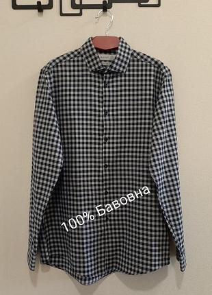 Хлопковая мужская рубашка с длинным рукавом от primark, р. 44-46