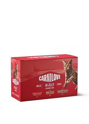 Корм вологий carnilove jelly multipack для котів в желе в асортименті 12x85 г