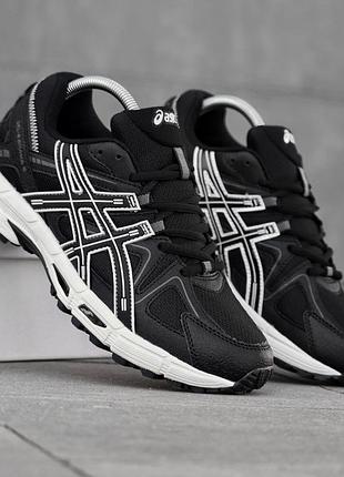 Кросівки чоловічі asics gel-kahana 8 чорно білі якісні кроси із натуральної шкіри для прогулянок на весну літо гель кахана 8