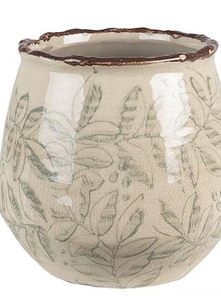 Керамічне кашпо для квітів в вінтажному стилі pastel green, 14*13 см, 6ce1577m nai