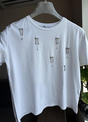 Футболка женская белая zara s-m