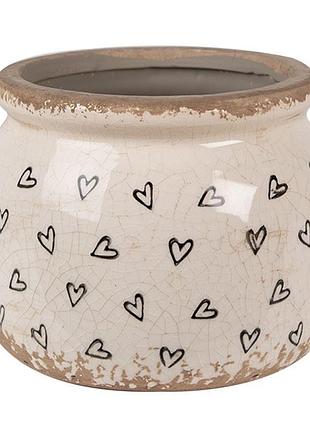 Керамическое кашпо для цветов в винтажном стиле black hearts, 12*10 см, 6ce1653s nai