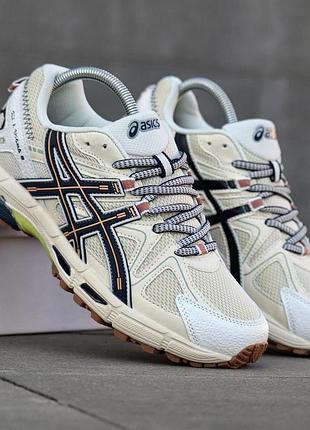 Кросівки чоловічі asics gel-kahana 8 бежеві якісні кроси із натуральної шкіри для прогулянок на весну літо гель кахана 8