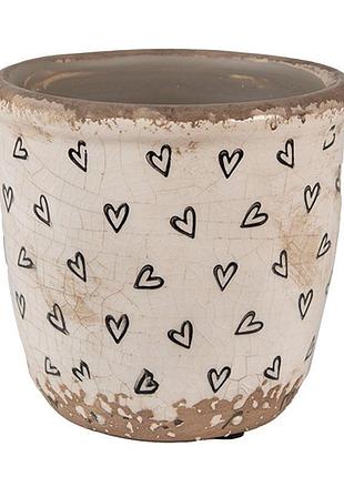 Керамическое кашпо для цветов в винтажном стиле black hearts, 11*11 см, 6ce1652xs nai