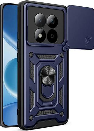 Противоударный чехол motomo ring camera slide xiaomi redmi note 15 pro 4g синий, защита камеры, кольцо-подставка