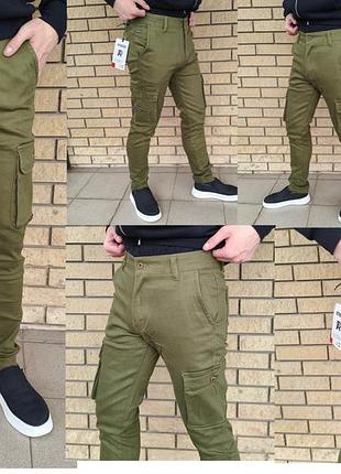 Джинси, штани чоловічі брендові коттонові щільні з накладними кишенями "карго" rtrooss, туреччина 36