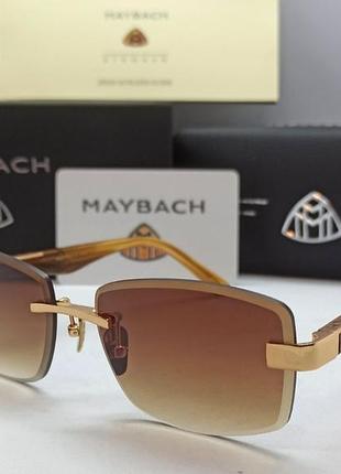 Maybach брендові окуляри унісекс сонцезахисні коричневий градієнт у золоті дужки бежеві в брендовому пакуванні мб