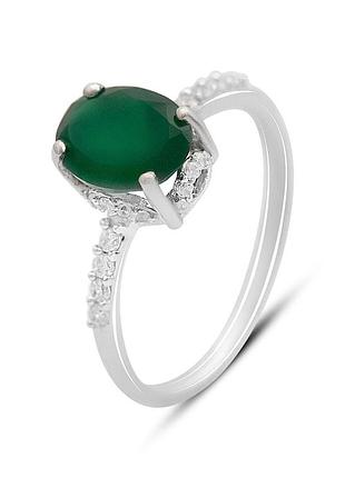 Срібне кільце proba з натуральним агатом 1.82ct, вага виробу 1,89 г (2171034) 18 розмір