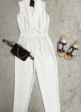 Новый белый комбинезон massimo dutti оригинал элегантный классический ромпер брючный размер: 36 (eur) / xs.