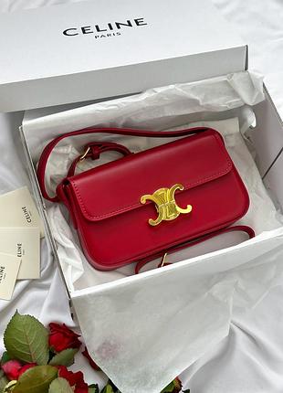 Celine shoulder bag claude in shiny calfskin burgundy [обычная брендированная коробка]