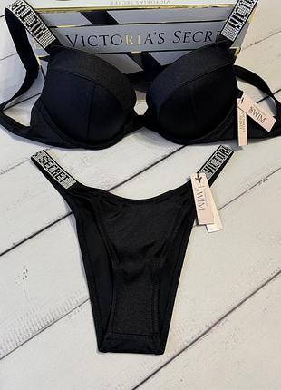 Купальник з пушапом victorias secret оригінал прикрашений камінням swarovski 34в 75б