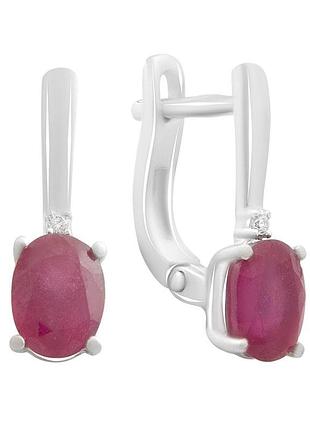 Срібні сережки proba з натуральним рубіном 2.097ct (2187936)