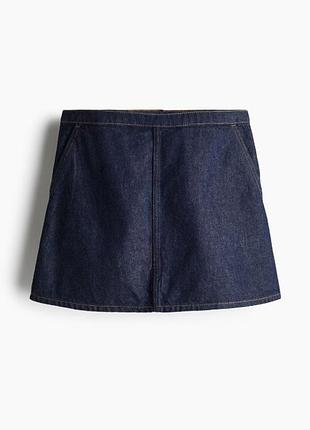 H&m | джинсова спідниця коротка темно-синя