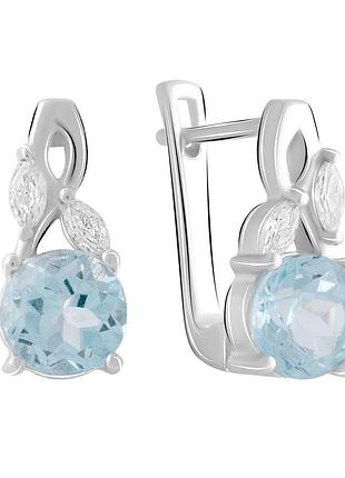 Серебряные серьги proba с натуральным топазом 3.598ct (2018735)