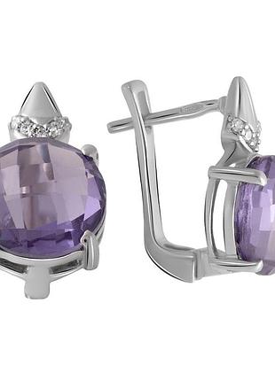 Срібні сережки proba з александритом 10.635ct, фіанітами (2050414)