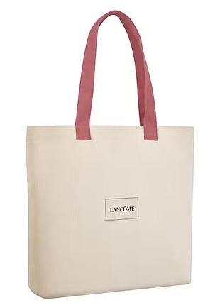 Текстильна сумка-шопер lancome ivory pink tote bag