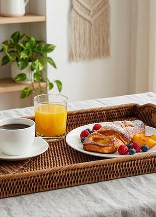 Таця з ручками плетена з ротанга morning, 48*31*4 см, 71081-brown nai