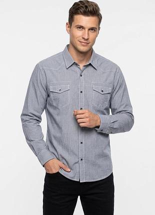 Рубашка мужская серого цвета в полосочу р.2xl 215915k