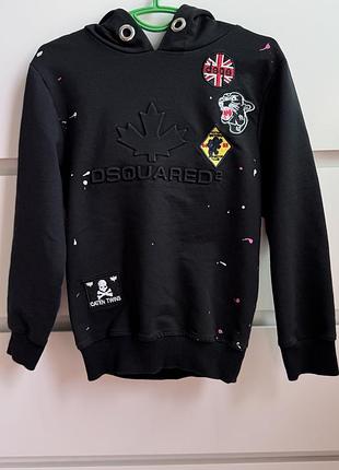 Худі dsquared2 на хлопчика, чорне з нашивками, розмір 104