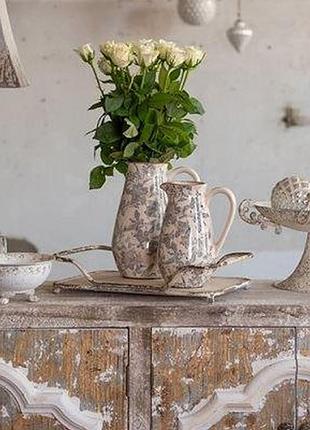 Декоративний керамічний глечик в вінтажному стилі pastel grey, 20*14*25 см, 6ce1444m nai