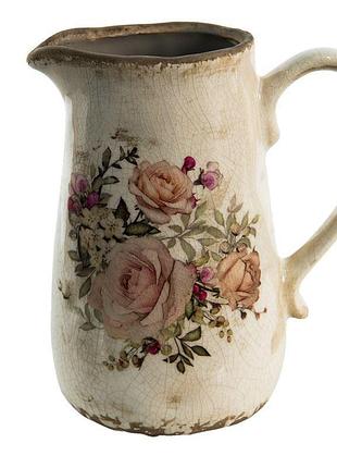 Декоративний керамічний глечик в вінтажному стилі roses, 16*11*18 см, 6ce1420 nai
