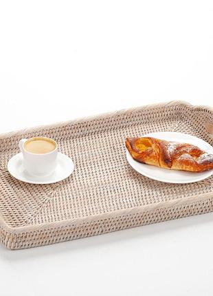 Таця з ручками плетена з ротанга morning, 48*31*4 см, 71081-white nai