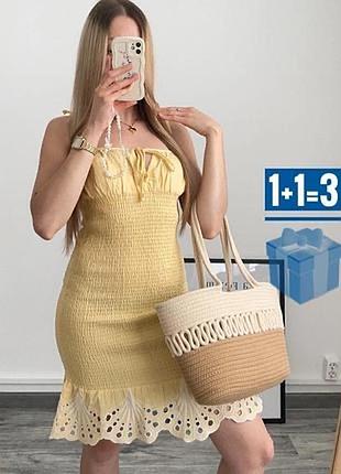 Лляний сарафан сукня плаття льон перфорація мереживо river island