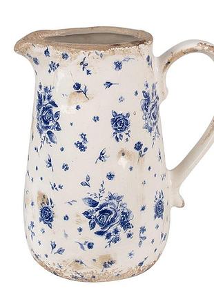 Декоративний керамічний глечик в вінтажному стилі blue roses, 16*12*18 см, 6ce1660m nai