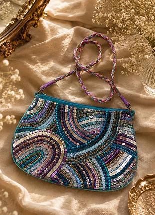 ✨ ефектна сумка accessorize з вишивкою бісером та паєтками | стильна жіноча сумочка через плече