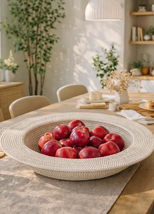 Большая фруктовница плетена из натурального ротанга, 60*10 см, 71068-white nai