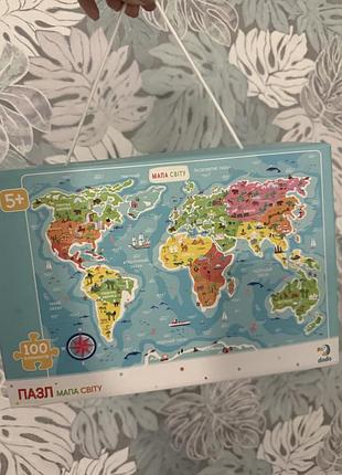 Дитячий розвиваючий пазл dodo «мапа світу», 100 елементів (5+)