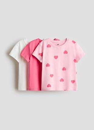 Набір футболок h&m (3 шт) для дівчинки.