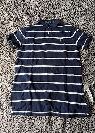 Polo ralph lauren чоловіче поло в синьо білу смужку на ґудзиках