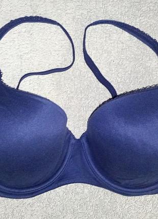 Темно синий безшовный бюстгальтер victoria secret 36d 80e бретельки трансформеры
