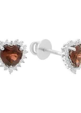 Срібні сережки proba з натуральним гранатом 2.292ct (2191353)