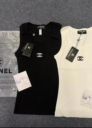 Майки chanel, в рубчик, бавовна