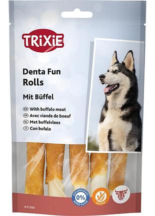 Ласощі trixie denta fun rolls with buffalo для собак паличка для чищення зубів з м’ясом буйвола 12 см 70 г 5 шт