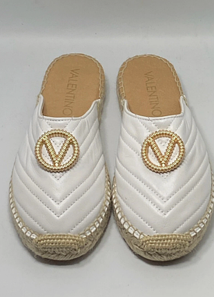 Шкіряні мюлі еспадрильї valentino  білі мюли шльопанці з логотипом 39, 38, 5