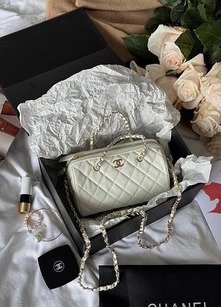 Chanel mini classic bowling bag cream