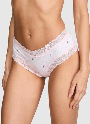 Женские трусики victoria's secret (28656223451) pink winktm lace-trim cheeky xs белые