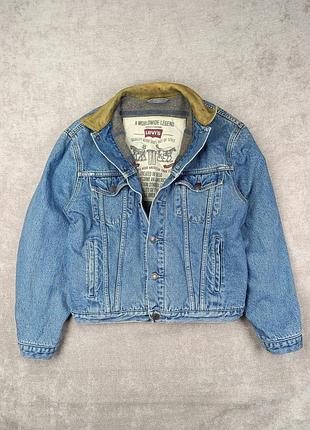 Винтажная мужская джинсовка с кожаным воротником levi’s 70602 vintage cowboy jacket
