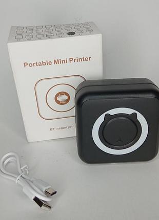 Портативний термопринтер mini printer c15 для друку зі смартфона без заправки чорнила чорний
