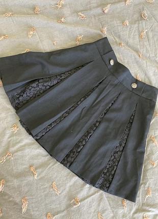 Юбка the kooples чёрная с кружевом и пуговицами, 34 р.