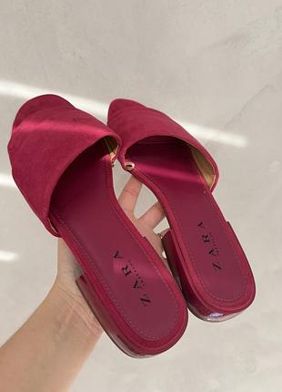 Нові малинові шльопанці мюлі/сабо zara, 39-40р