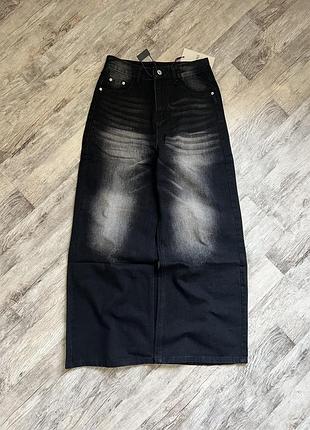 Широкие джинсы черные штаны джинсовые с потертостями baggy бегги washed y2k sk8 l