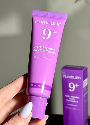 Солнцезащитная эссенция для лица numbuzin no.9 nad+ peptides dewy sun essence spf50 (50 ml)